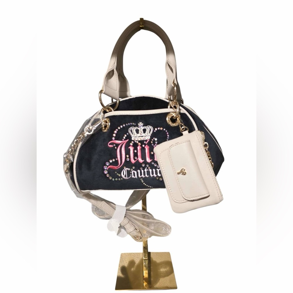 Juicy Couture Black and Cream Dreamy Juicy Satchel with matching coin wallet